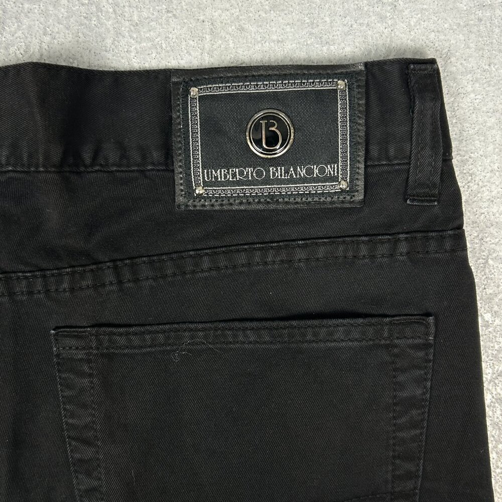 Umberto Bilancioni Jeans Mens EU 50 US 32x26.5 Italy Black Baggy Taper High Rise - Picture 5 of 15